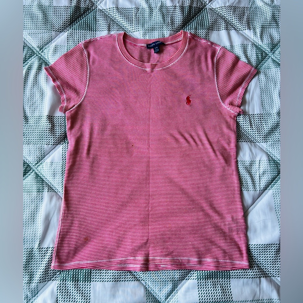 Ralph Lauren Vibrant Pink and White Striped Tee